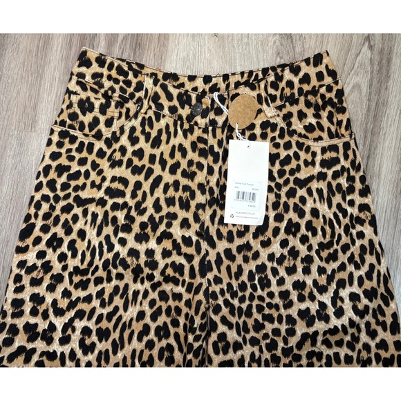 Albaray Animal Twill Trousers Leopard Print Wide Leg High Rise Pants Size US 4 - Picture 7 of 14